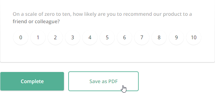 Export Survey to PDF - Save as PDF navigation button