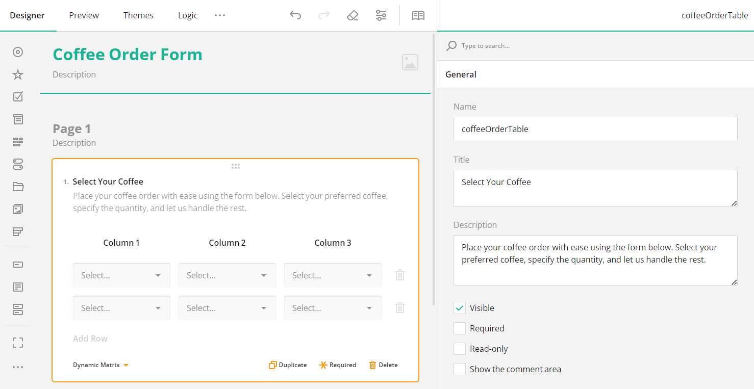 SurveyJS: Define Question Name and Title