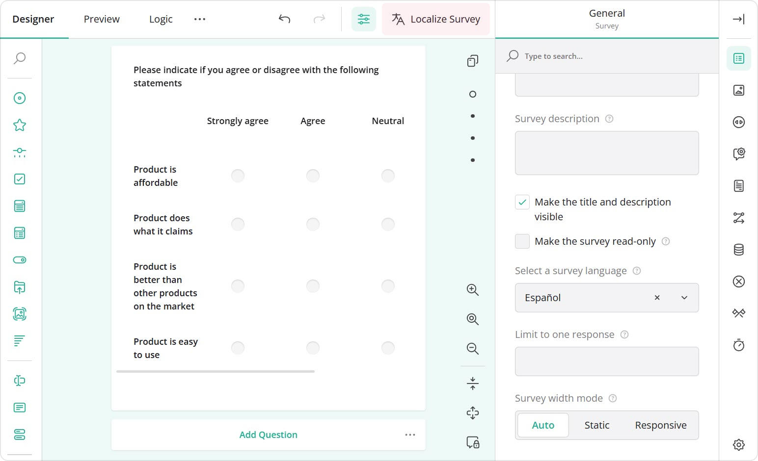One-click survey localization using AI