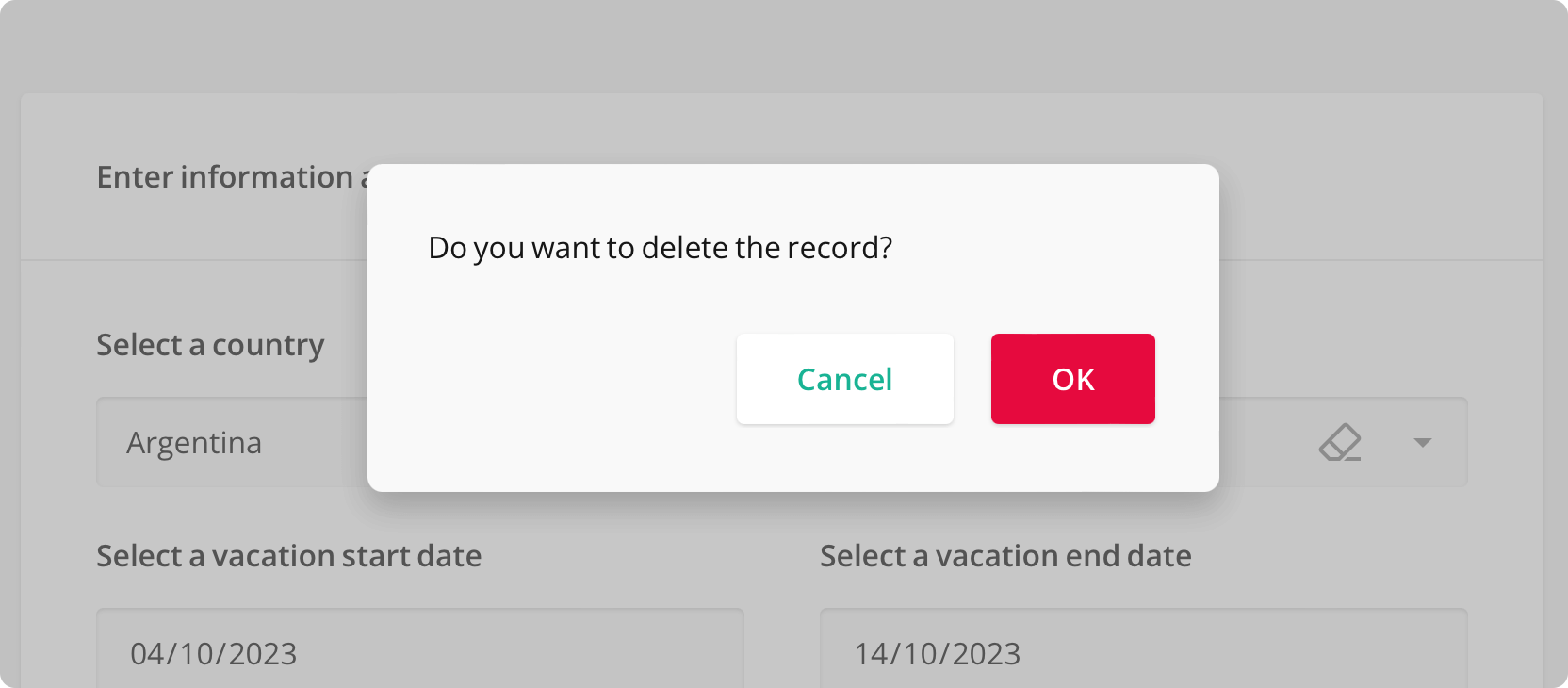 New SurveyJS Dialog Box