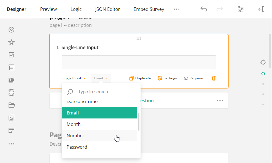 Survey Creator - 'Change Input Type' adorner