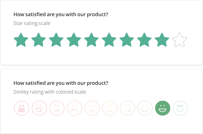 SurveyJS Form Library - Star and Smiley Face rating scales