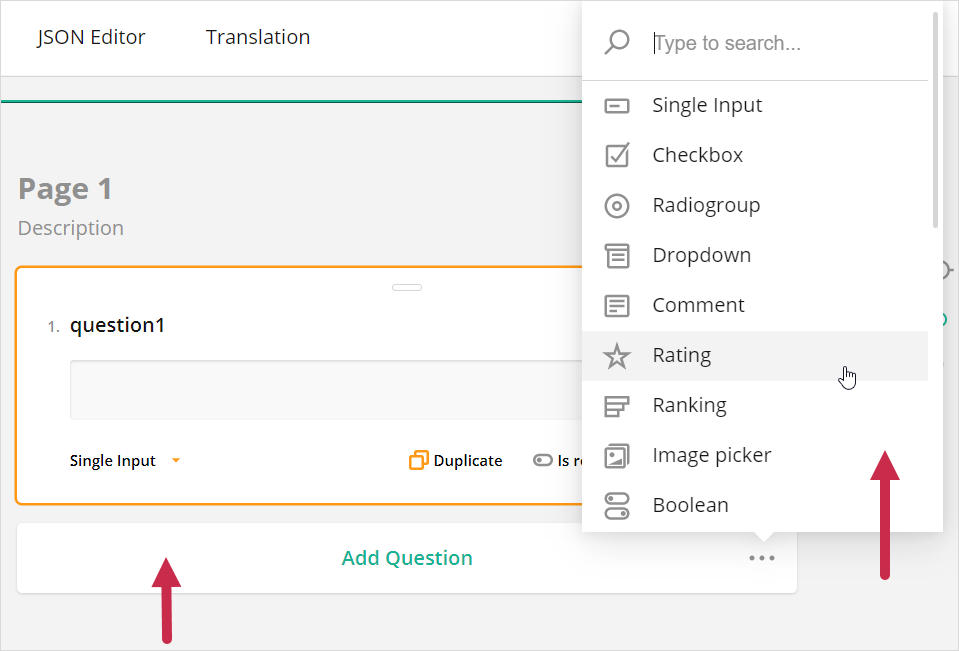 Survey Creator - Element creation