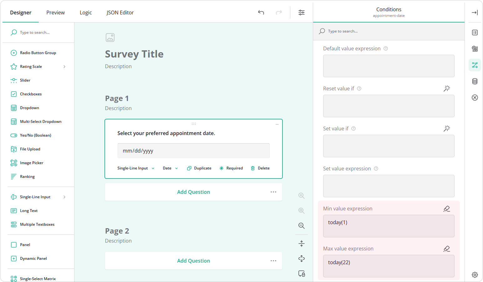 Set a date range limit in the Date Picker