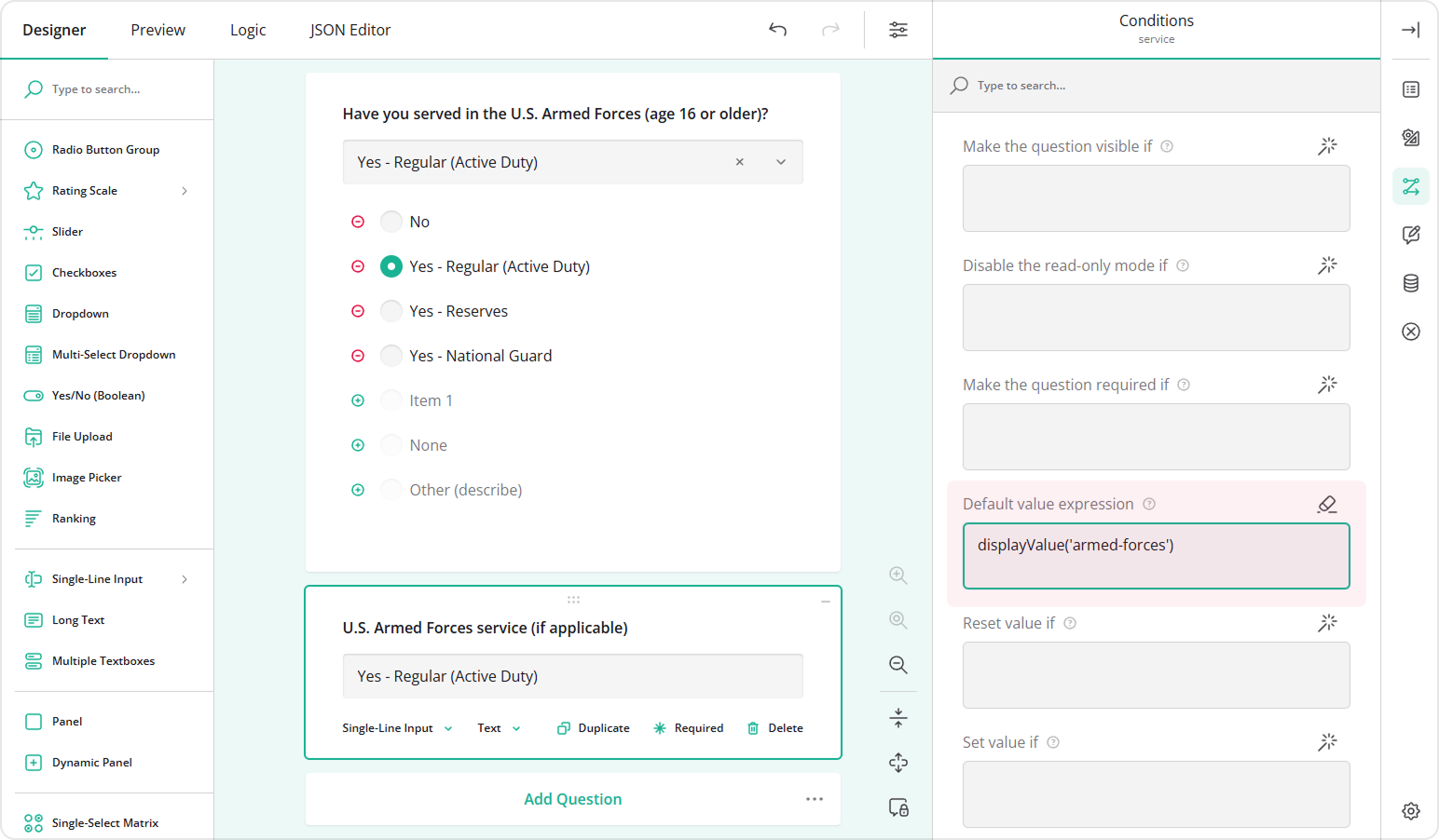 Pipe the display text instead of the choice value using the displayValue() function
