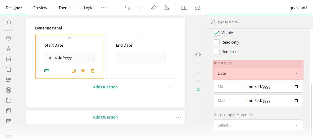 How to specify input type