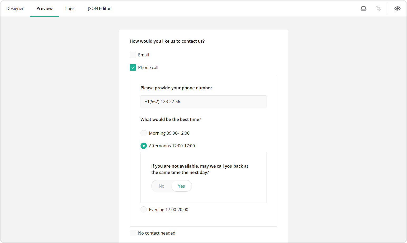 Checkboxes choice option with two levels of nesting