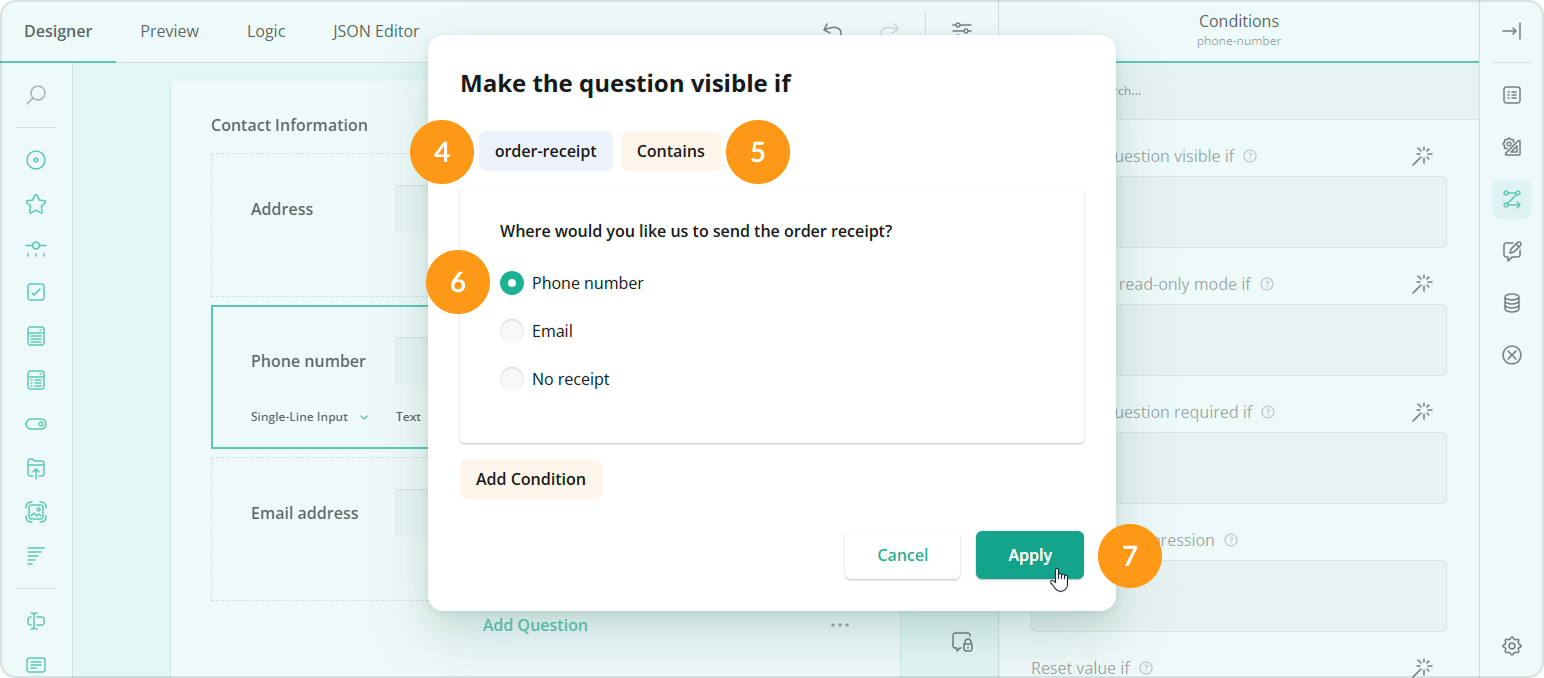 Survey Creator: How to implement question display logic (steps 4 to 7)