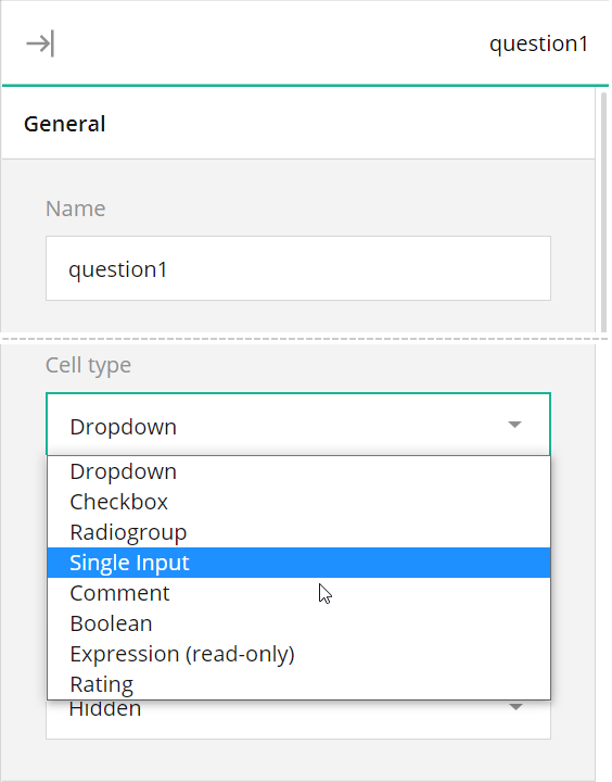 Survey Creator - Matrix cell type